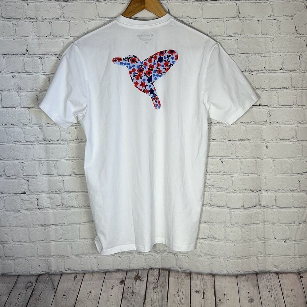 Birddogs Blue Flower Bird White Graphic Tee Size Medium M